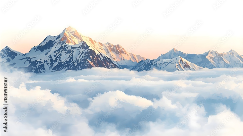 Fototapeta premium 雲海に浮かぶ雪峰