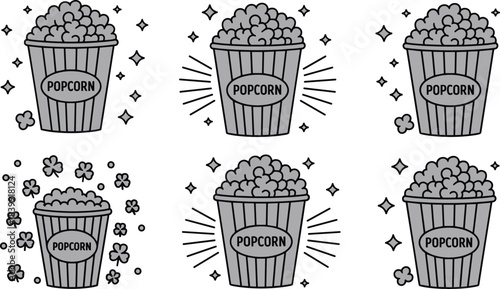 Various Movie Snack and Entertainment Symbols for Cinema, Party, Theater, and Food Graphic Design Projects.