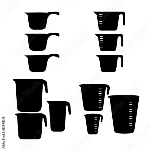 Kitchen measuring cups and spoons vector icons collection