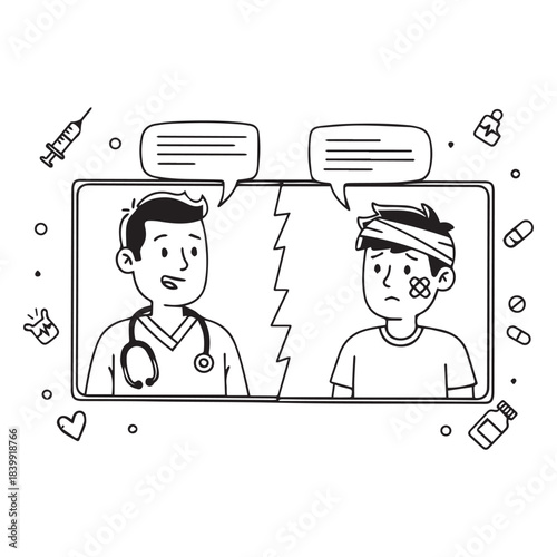 Virtual Pulmonologist Doctor Patient Lung Check Vector