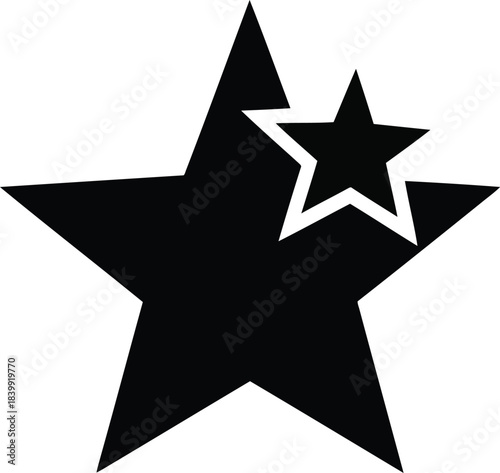 Two Black Stars One Inside Another On White Background