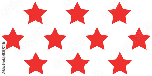 five star customer product review icon. red 5 star rating feedback for website, app, ui design.eps,10