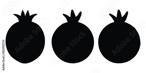 Pomegranate silhouette vector, pomegranate fruit icon vector set
