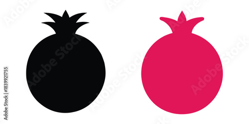 Pomegranate silhouette vector, pomegranate fruit icon vector set