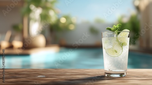 Refreshing drink with lime and mint