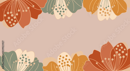 Floral Frame Invitation With Elegant Flower Design in Earthy Tones