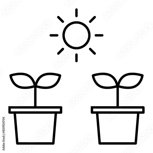 sprouts under sun line icon with editable stroke