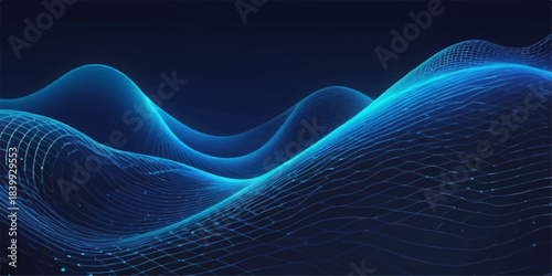 Glowing multicolor curved wave blending blue tones into a modern fluid background.