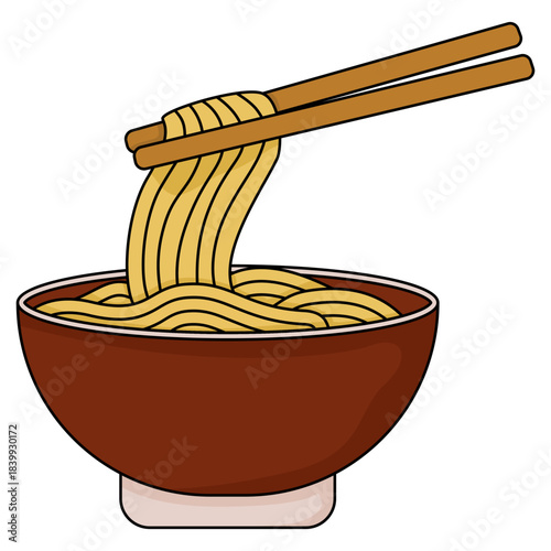 illustration of a noodle with a chopstick 