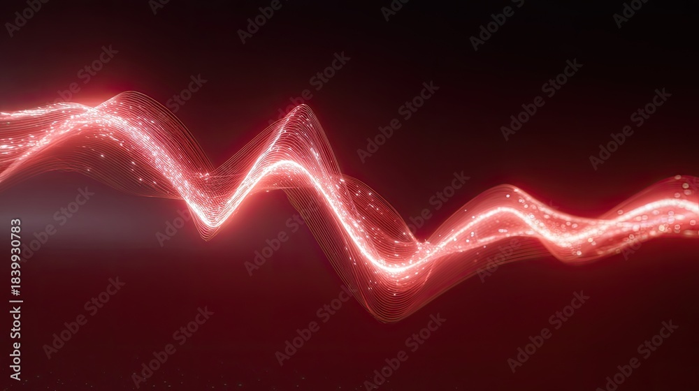 custom made wallpaper toronto digitalRed Light Wave with Sparkles on Dark Background, Abstract Design for Technology, Music, and Creative Concepts