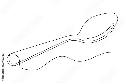 Minimalist spoon kitchen utensil continuous line drawing simple style