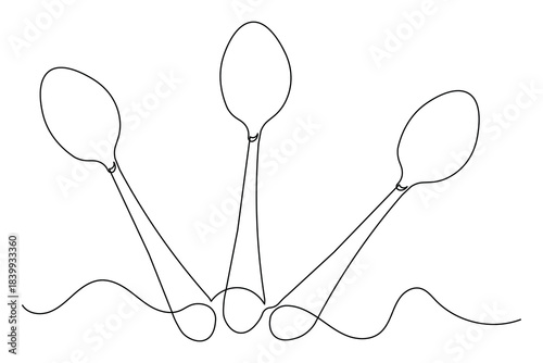 Minimalist style soup spoon illustration continuous line drawing isolated