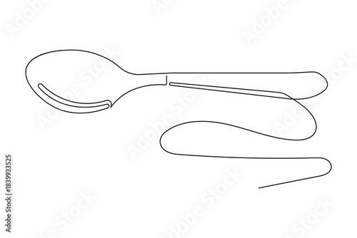 Steel spoon icon continuous one line drawing minimalist style isolate