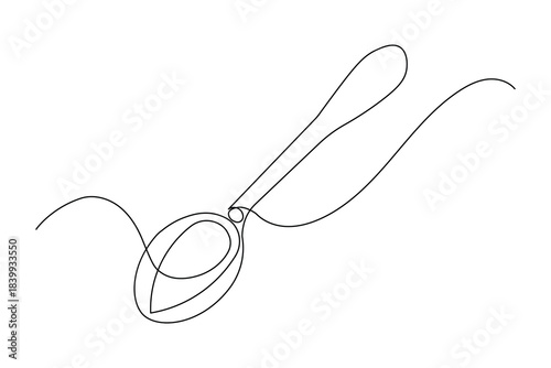  Single line art illustration of a steel spoon continuous outline
