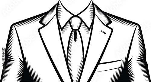 Minimal Suit Outline Vector  Men’s Formal Wear Line Art Illustration.