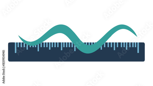Teal Wave Graph Over Blue Ruler With Black Background Represents Scientific Data Analysis And Measurement