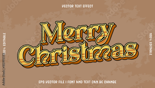 Merry Christmas 3D Retro Text Effect with Vintage Appeal for Holiday Greetings