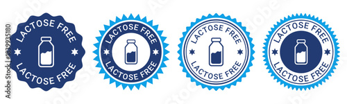 Lactose Free Label Badges Icons Collection