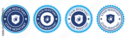 Stain Resistant Blue Badge Label Vector Set