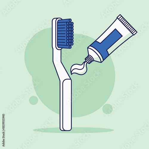 Daily Oral Hygiene Concept with Toothbrush and Squeezed Toothpaste