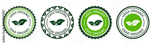 Ultra Organic Eco Label Badge Leaf Icon Design
