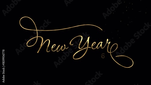 Animated Happy New Year 2026 Text in Gold, Silver, and Red Color. Alpha Channel 4K Video. Happy New Year 2026 Animation