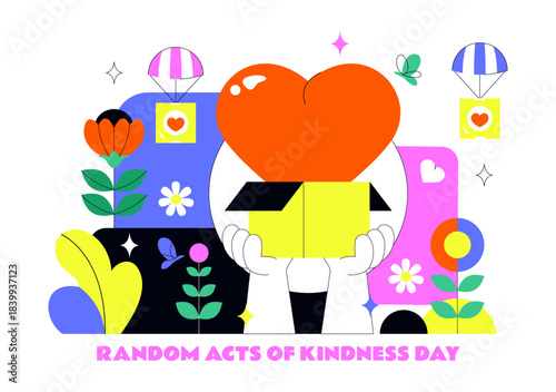 Random Acts of Kindness Day Vector Illustration on February 17th Various Small Actions to Give Happiness with Love in Flat Cartoon Background