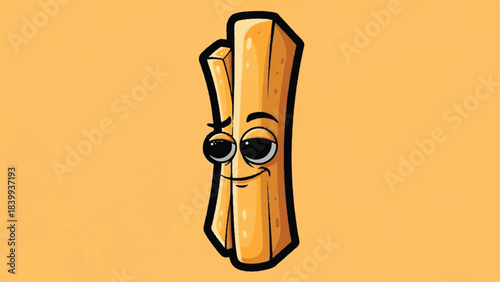 Cartoon French Fries Character with a Playful Expression.
