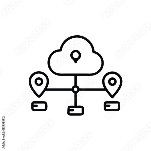 cloud, server, network, data, storage, hosting, tech, connection, minimal, outline, computing,