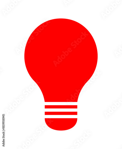 シンプルな電球のシルエット アイコン イラスト素材 赤