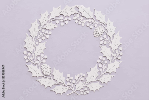 Holly leaf wreath stencil. A decorative element for cutting, printing, and window dressing.
