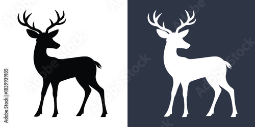 Deer silhouettes vector illustration. deer black silhouette icon