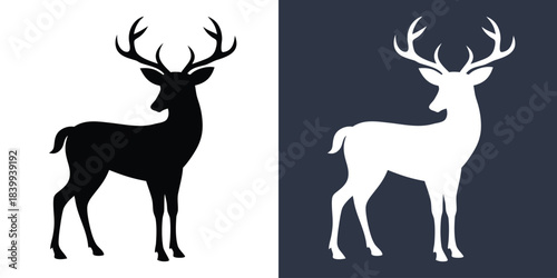 Deer silhouettes vector illustration. deer black silhouette icon