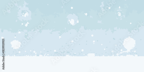 A winter scene with softly falling snow and a white ground cover