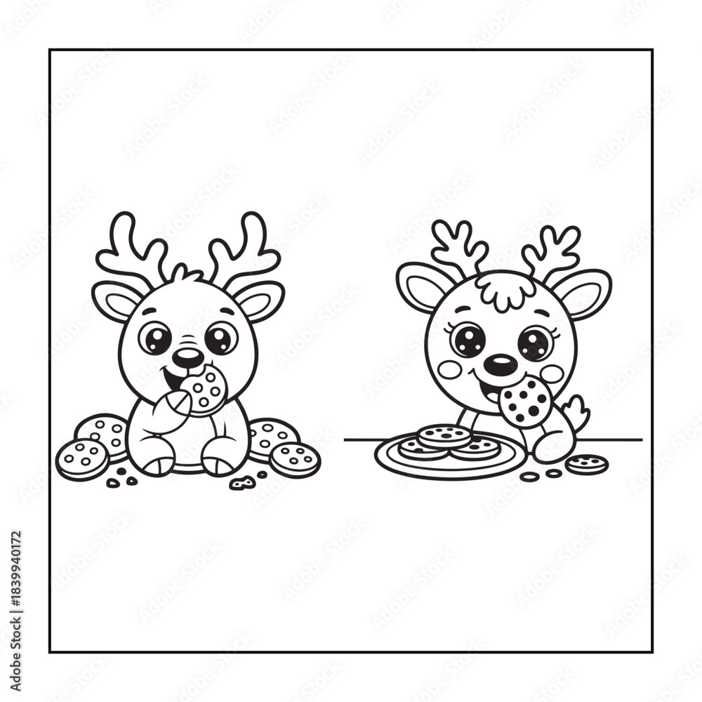 Obraz premium Christmas elements coloring pages with a cute style for adults, teens, and kids.