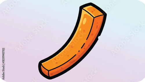Cartoon French Fry with Glossy Surface and Black Outline.