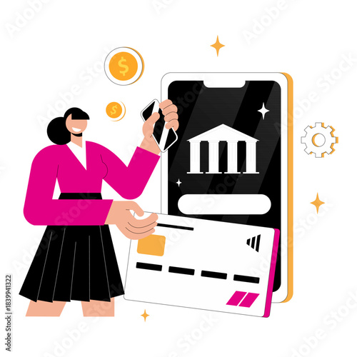 Digital Finance and Fintech Investment Vector Illustration