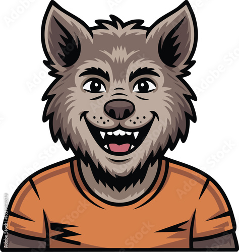Playful Werewolf mascot cartoon half body character eps 