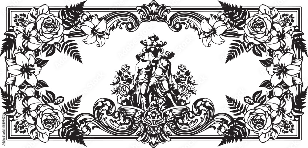 Fototapeta premium Ornate Floral Decorative Frame Set