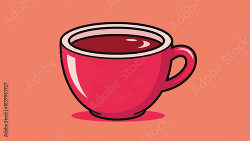 Illustration of a Red Cup Filled with a Dark Beverage.