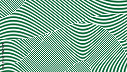 Abstract green line pattern with flowing curved waves and layered contours, ideal for modern backgrounds, textile design, and creative digital artwork.