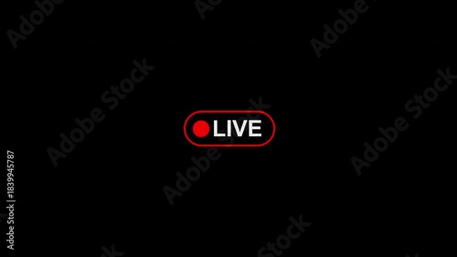 Live streaming sign icon animation, online camera recording overlay animation, Red live streaming symbol, live streaming, broadcasting, online stream 4K Alpha channel