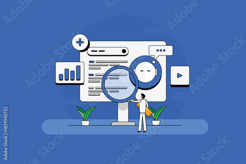 AI search engine communicates with synthesized answer, content summaries and suggestion to user search intent.   