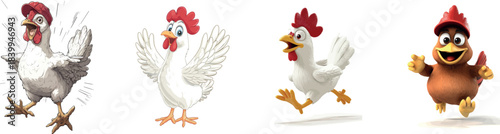 The dancing cartoon chicken in choppa style clip art is shown in a modern illustration with simple gradients, all in one single layer