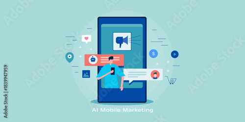AI mobile marketing with automated communication system, brand connects directly to customer, by delivering personalized shopping experience, store location sharing and offers via chatbot messages.
