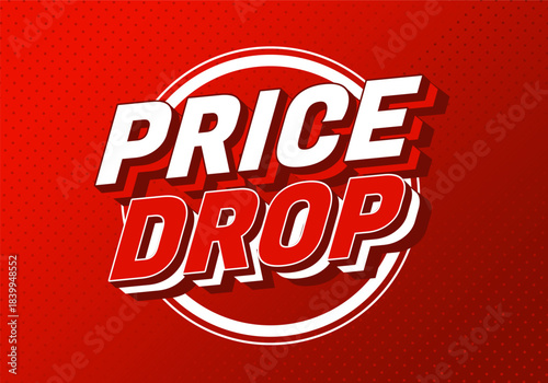 Bold text Price Drop on a red background with circular design.
