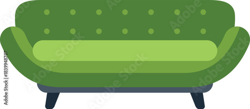 Green comfortable sofa with pillows is perfect for watching tv in the living room or relaxing