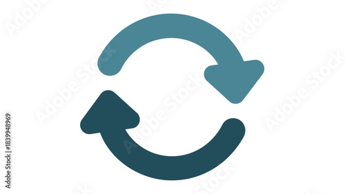 Circular Refresh Arrow Icon for Data Synchronization, Update Process, System Reload, Repeat Action and Cloud Sync in Minimal Flat Design for Business, Software UI and Technology Interface