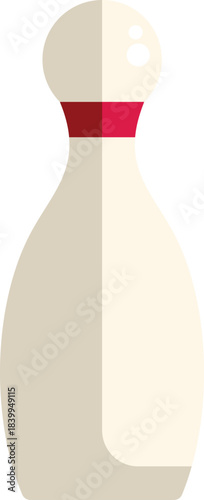Minimalist vector illustration of a bowling pin standing on a white background