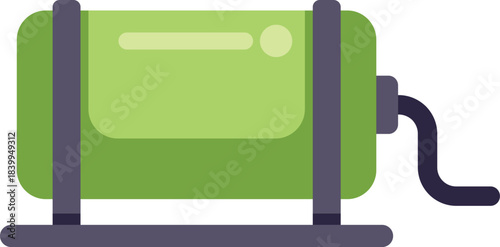 Green electric generator providing portable power supply on stand alone platform, isolated illustration